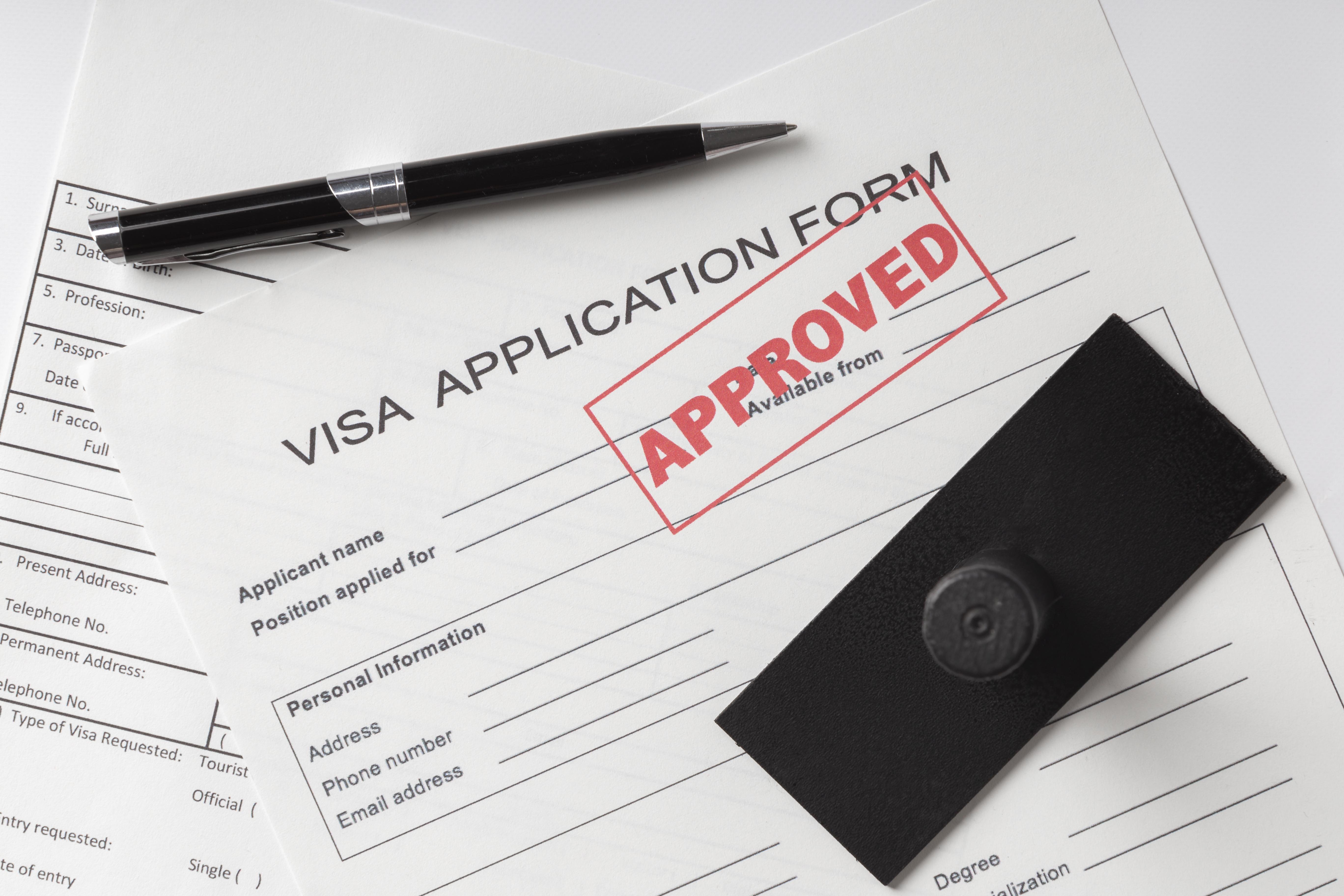 Visa approval stamp